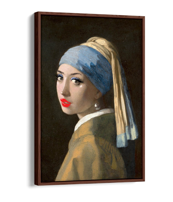 VERMEER GIRL WITH PEARL EARRING MAKEUP -FLOAT EFFECT CANVAS WALL ART PIC PRINT