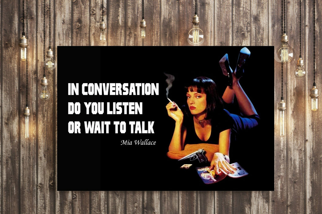 Canvas Wall Art - Pulp Fiction Mia Wallace Quote Handmade Print UK