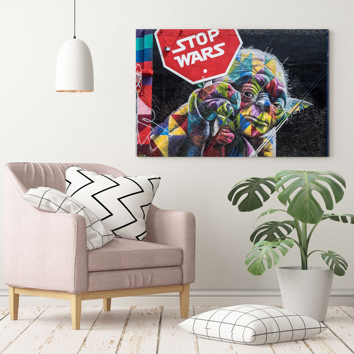 STAR WARS YODA STOP WARS ANTI WAR CANVAS WALL ART PRINT ARTWORK FRAMED POSTER