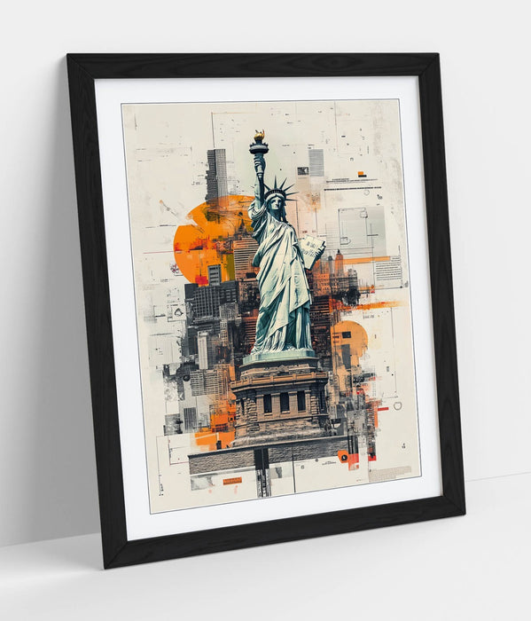 Framed Wall Art - Statue Of Liberty Print | Contemporary New York Decor Poster