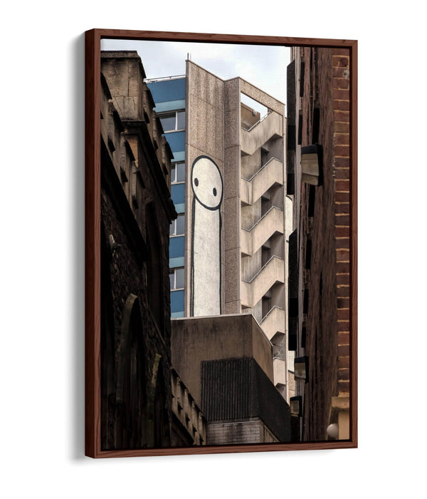 Canvas Wall Art – Stick Man Graffiti Print with Float Effect Frame, Handmade