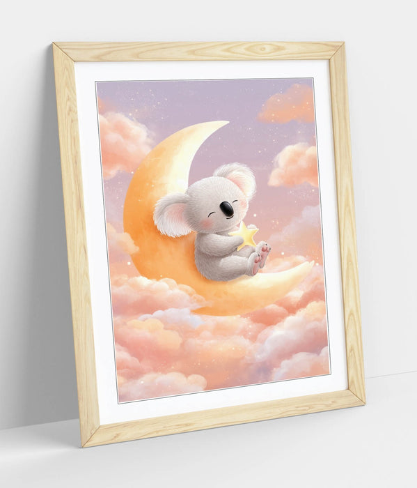 Baby Koala Wall Art – Framed Kids Bedroom Poster | Nursery Room Decor Print