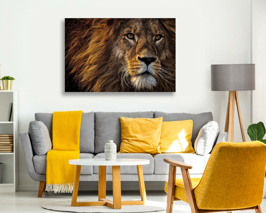 LION HEAD CANVAS WALL ART PRINT ARTWORK FRAMED  STRENGTH FIERCE COURAGE