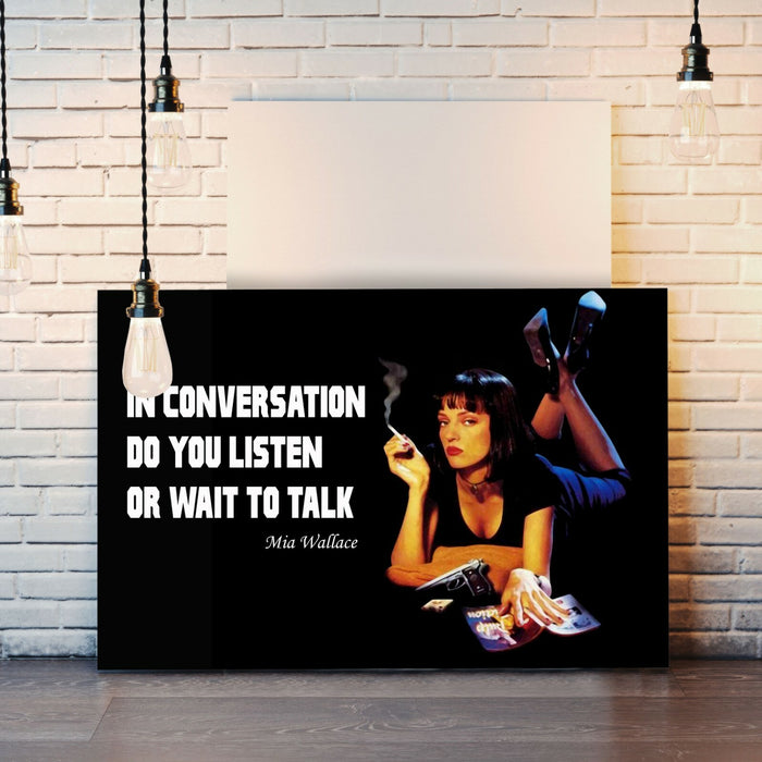 Canvas Wall Art - Pulp Fiction Mia Wallace Quote Handmade Print UK