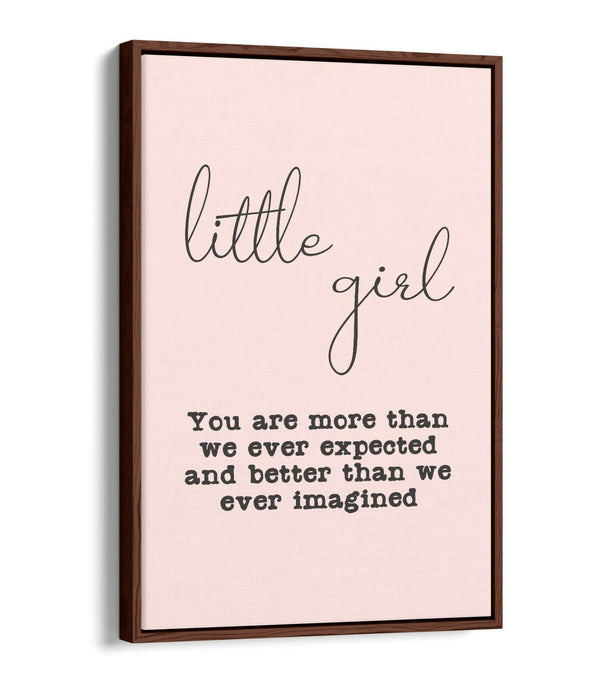 "LITTLE GIRL" NURSERY BABY ROOM QUOTE SLOGAN -FLOAT EFFECT CANVAS WALL ART PRINT