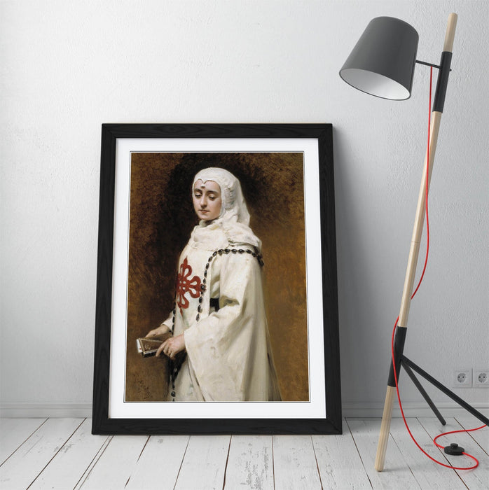 Framed Art Poster - Raimundo Madrazo Portrait Of Maria Guerrero | Woodgrain Frame