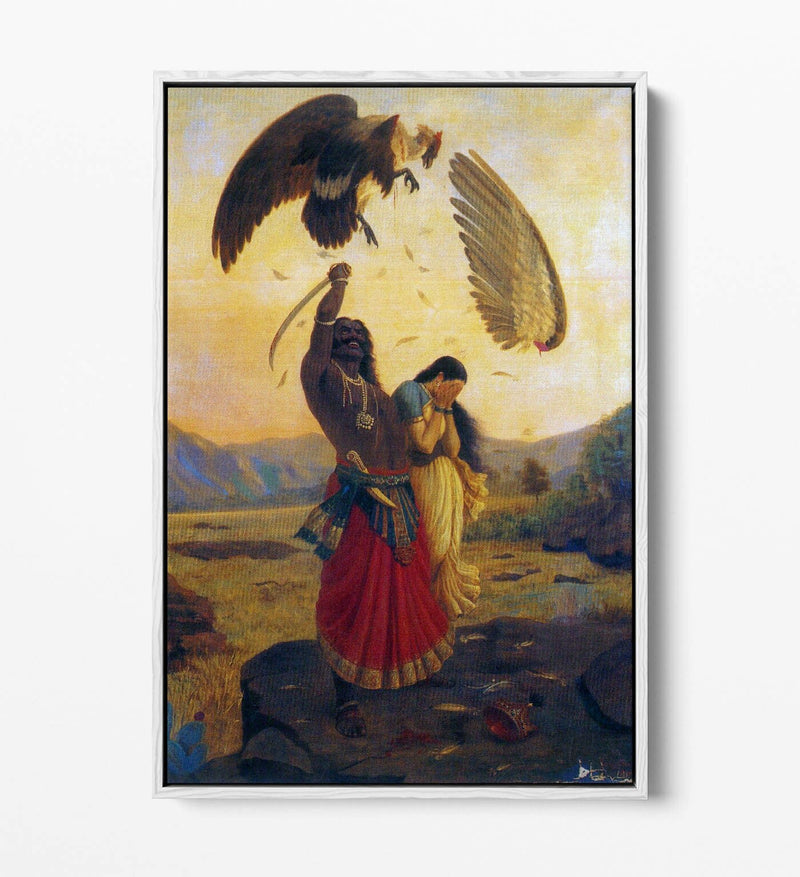 Float Effect Canvas Art - Raja Ravi Varma Jatayu Vadha Premium Wall Decor