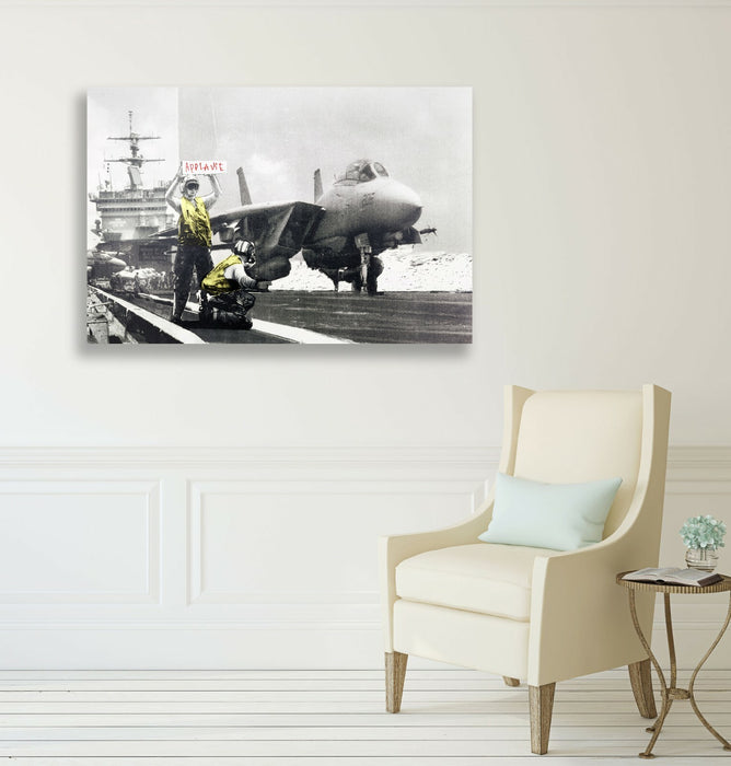 BANKSY APPLAUSE AIRCRAFT CARRIER CANVAS STREET WALL ART GRAFFITI PRINT ARTWORK