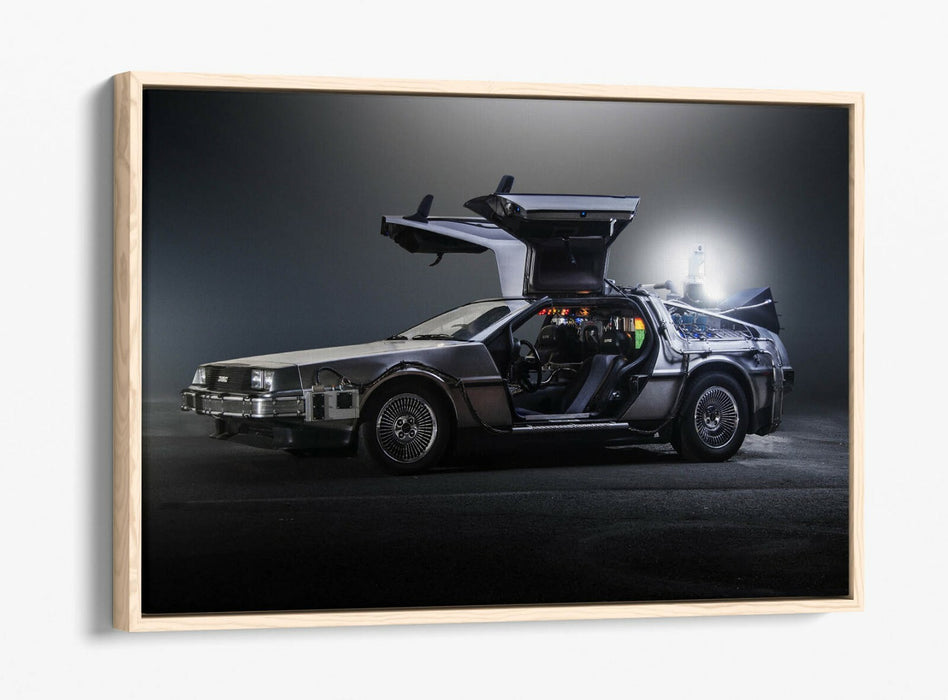 De Lorean Canvas Art – Back to the Future Print | Float Effect, Ready to Hang