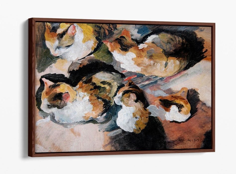 Float Effect Canvas Art – August Macke Study of a Cat | Premium Handmade Wall Decor