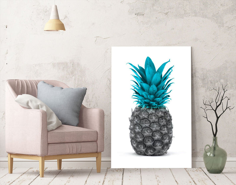 Pineapple Canvas Wall Art – Black White Pineapple Print on Premium Satin Finish Canvas