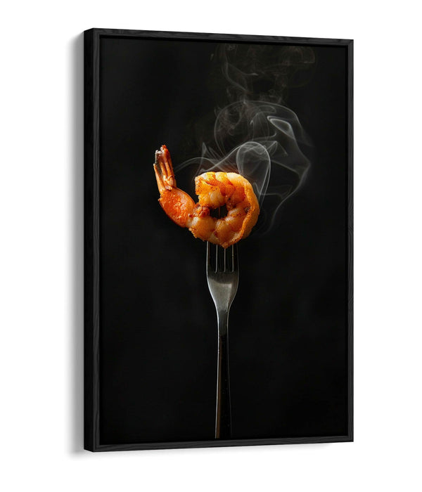 Prawn Kitchen Canvas - Float Effect Art With Premium Varnish Finish Frame