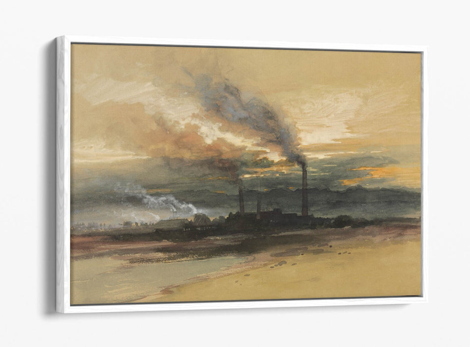 THOMAS MORAN, SMELTING WORKS AT DENVER -FLOAT EFFECT CANVAS WALL ART PRINT
