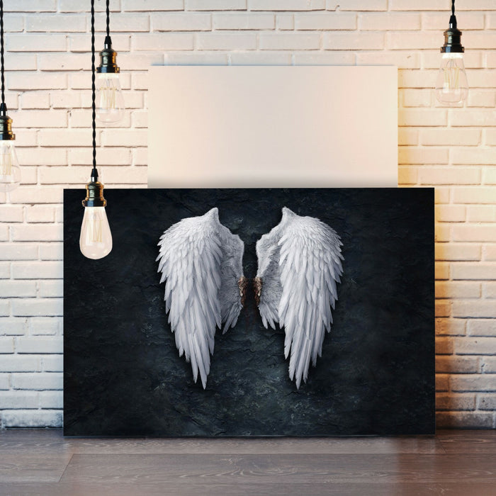 FALLEN BROKEN ANGEL WINGS BANKSY WHITE CANVAS STREET WALL ART PICTURE PRINT  XL