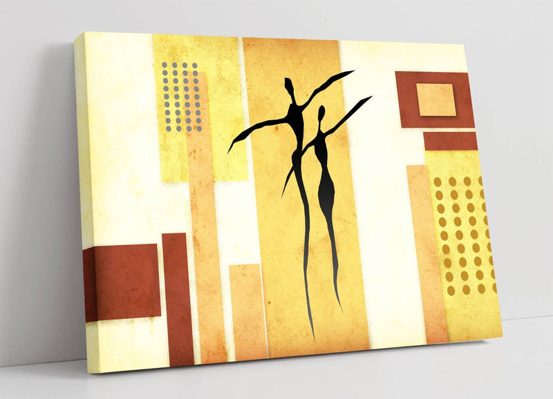 Abstract Canvas Wall Art - Beige Abstract Shapes Framed Canvas Print, Ready to Hang