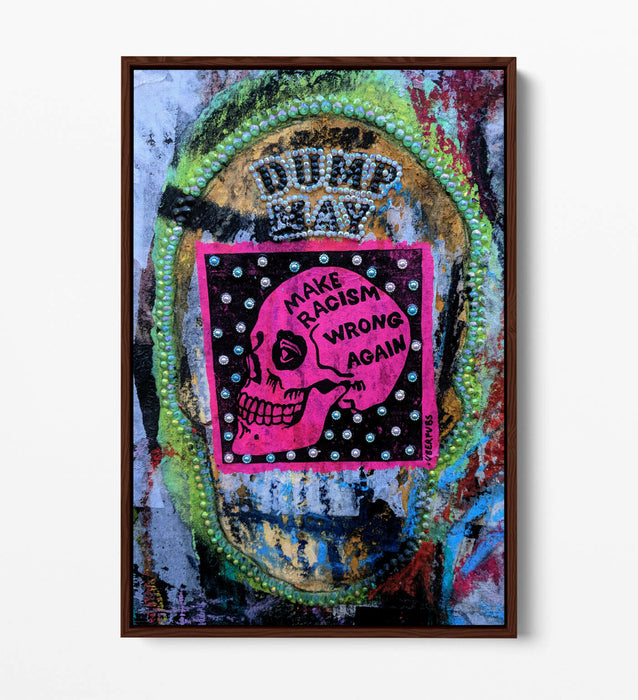 ANTI RACISM EAST LONDON GRAFFITI -FLOAT EFFECT CANVAS WALL ART PIC PRINT- PINK