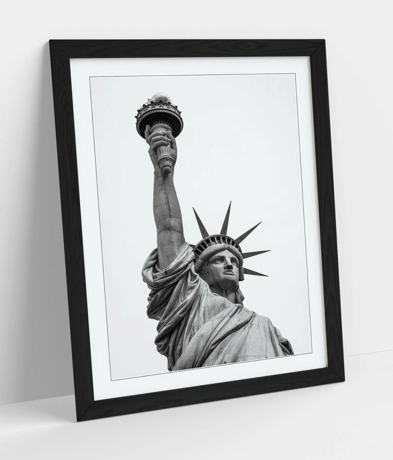 Statue of Liberty Wall Art - Framed New York City Print With Woodgrain Frame Finish