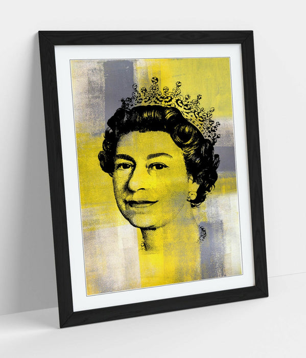 QUEEN YELLOW GREY -FRAMED ART POSTER PICTURE PRINT ARTWORK- BLACK