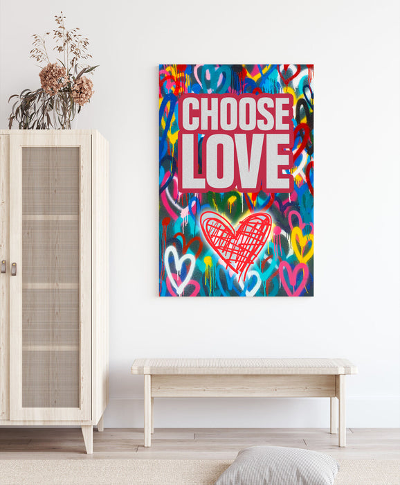 Canvas Wall Art - Choose Love Heart Wall Decor | Framed Print, Ready to Hang