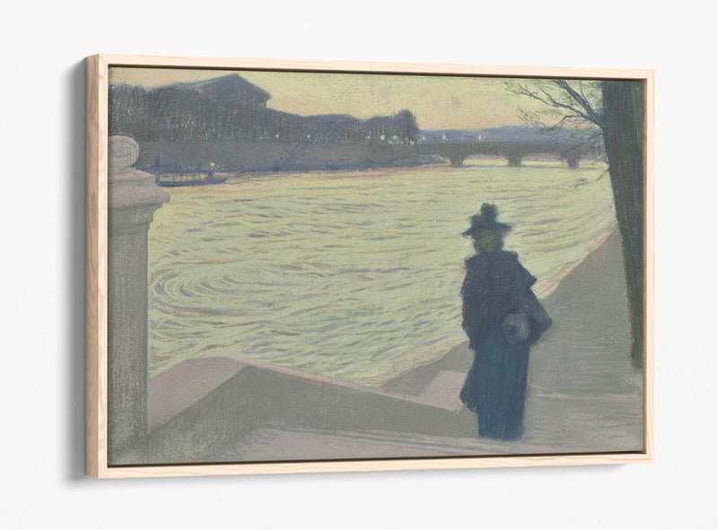 Canvas Wall Art Print - Seine At Night Float Effect On Premium MDF Frame