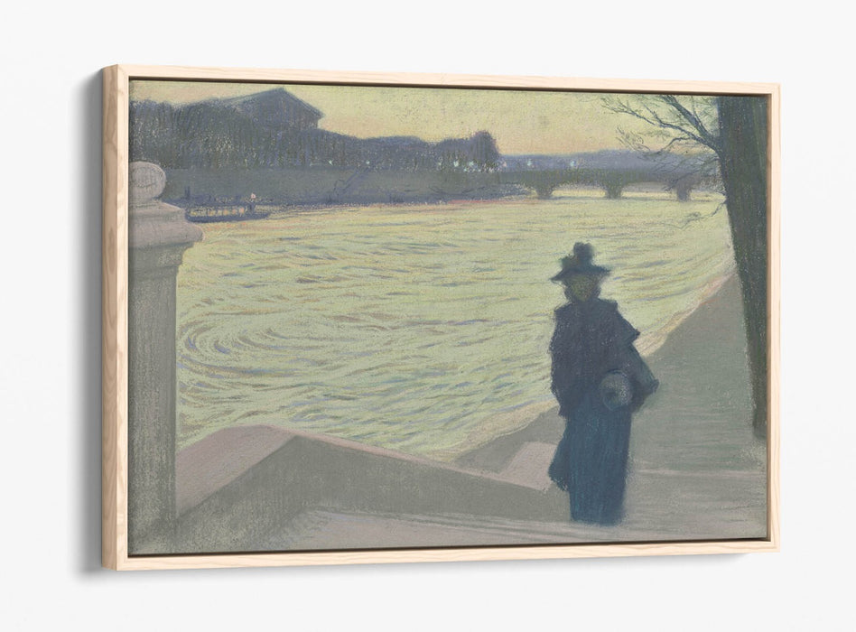 ARMAND POINT, QUAYS OF THE SEINE AT NIGHT -FLOAT EFFECT CANVAS WALL ART PRINT