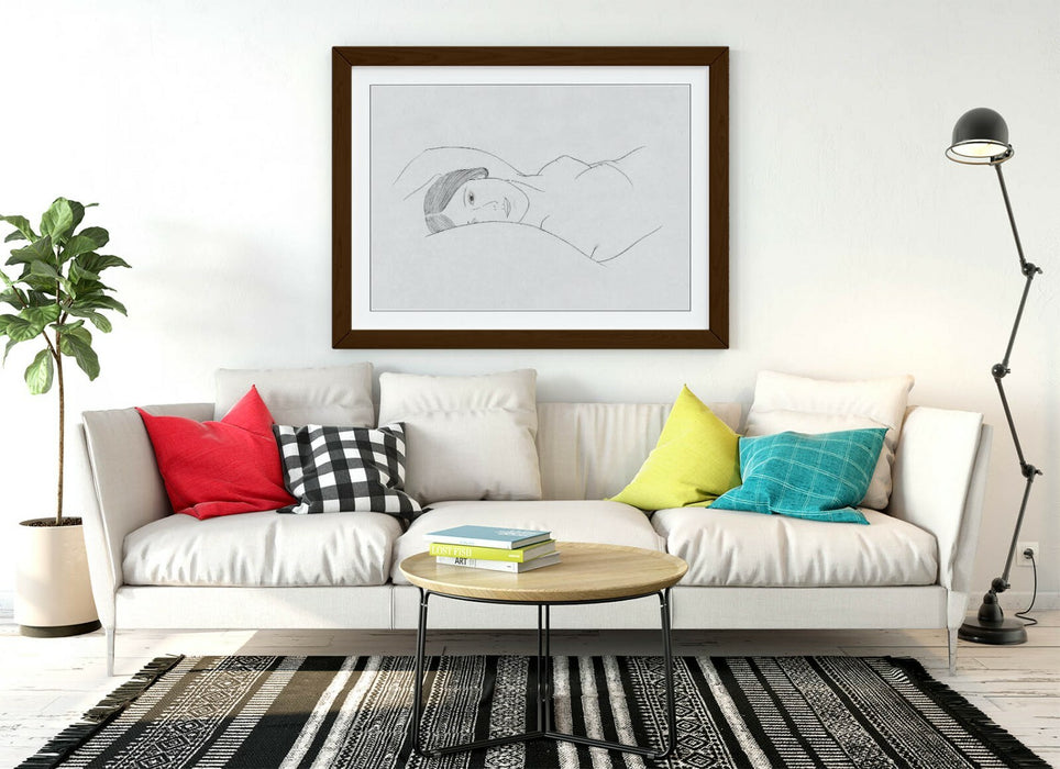NUDE WOMAN LAYING LINE ART -ART FRAMED POSTER PICTURE PRINT ARTWORK- FEMINIST
