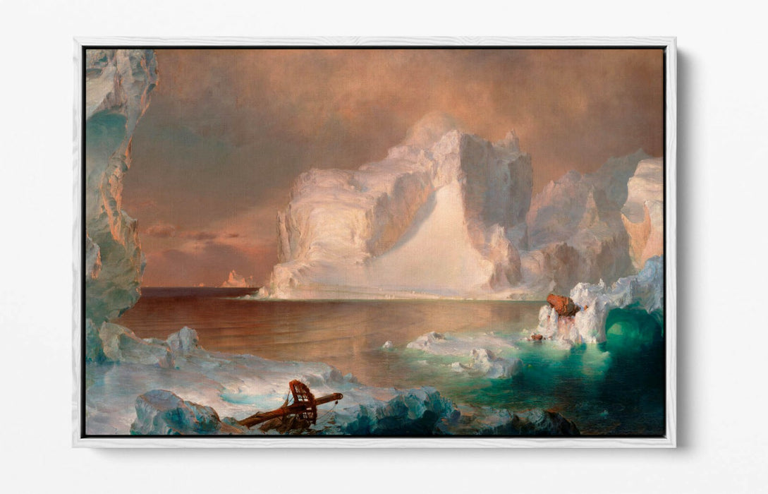 FREDERIC EDWIN CHURCH, THE ICEBERGS -FLOAT EFFECT CANVAS WALL ART PRINT ART