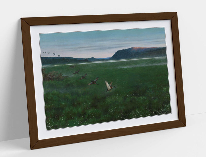 Framed Wall Art - Theodor Kittelsen Wild Ducks Painting | Matte Paper Print