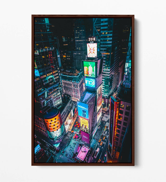 TIMES SQUARE BY NIGHT -FLOAT EFFECT CANVAS WALL ART PIC PRINT-