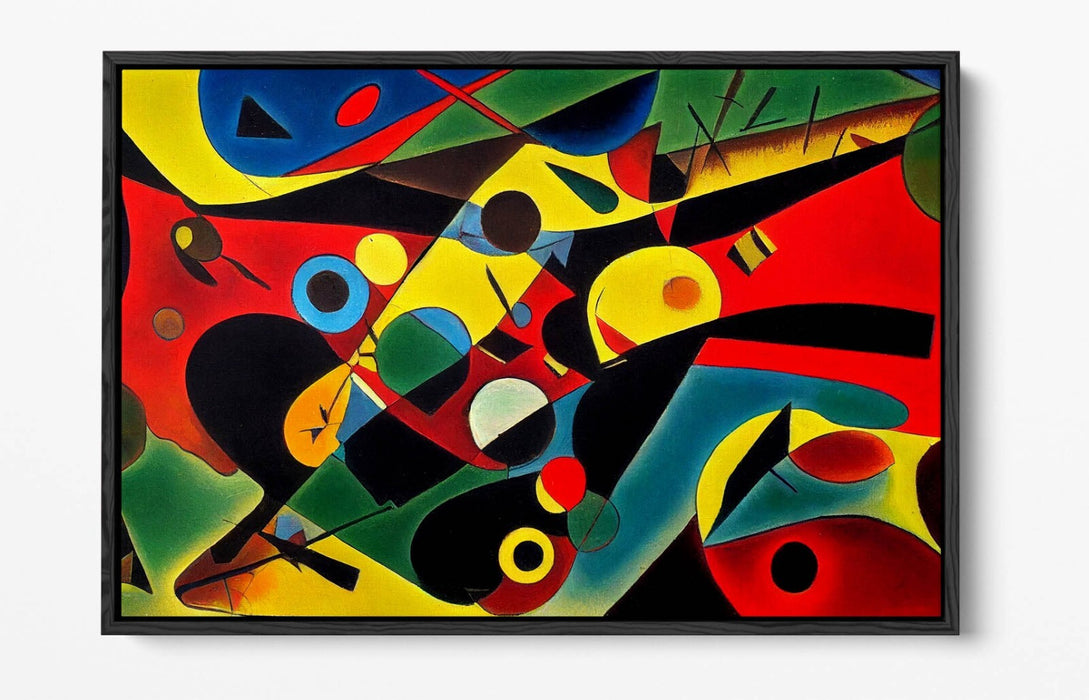 Abstract Canvas Art - Red Yellow Kandinsky Style Modern Art Print | Float Effect Frame