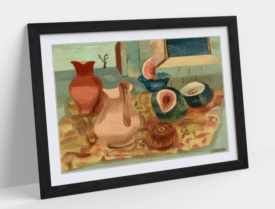 Framed Wall Art - Frances Hodgkins Cut Melons Painting | UK Made Natural Wood Frame