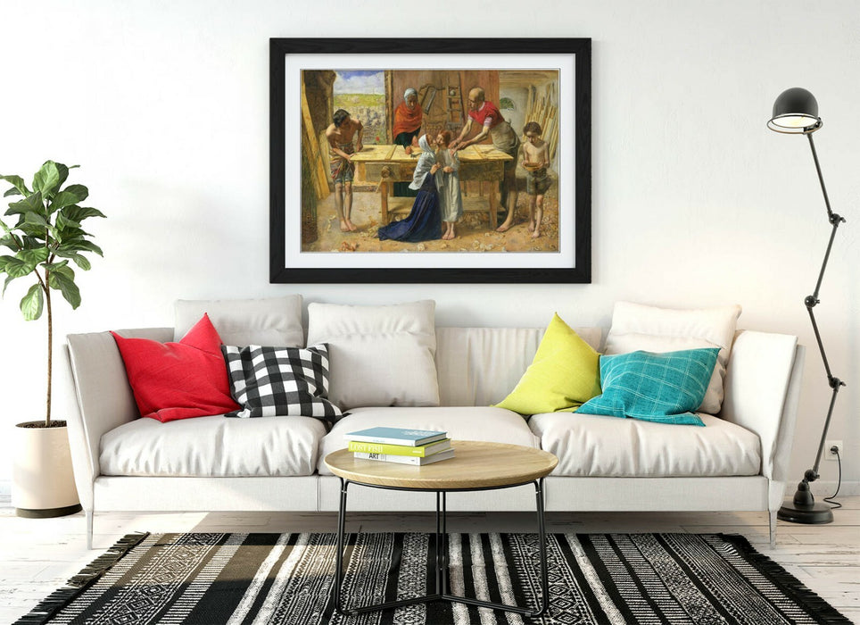 JOHN EVERETT MILLAIS CHRIST HOUSE PARENTS-ART FRAMED POSTER PICTURE PRINT- BROWN