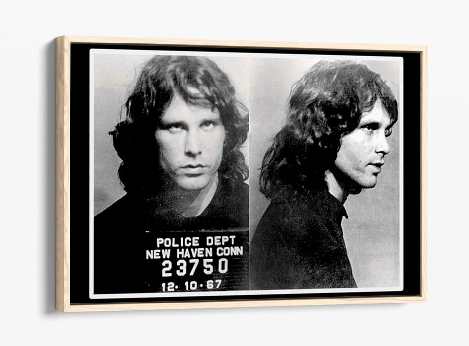 JIM MORRISON MUGSHOT 1 -FLOAT EFFECT CANVAS WALL ART PIC PRINT- BLACK & WHITE