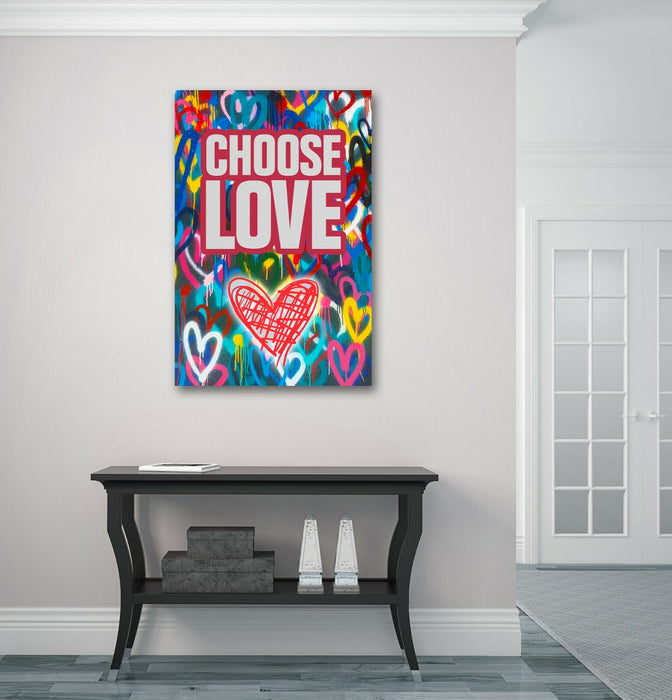 Canvas Wall Art - Choose Love Heart Wall Decor | Framed Print, Ready to Hang