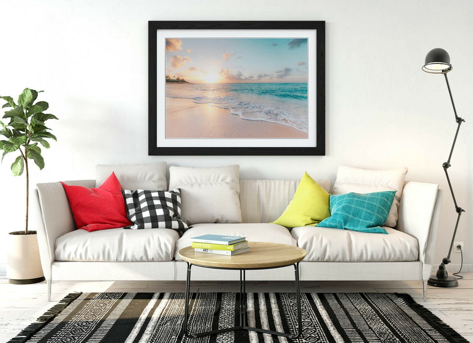 Framed Poster Art - Peaceful Beach Print | Handmade Wall Art Prints UK Made