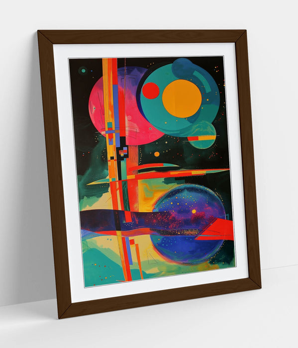 Abstract Sci Fi Wall Art - Multi Colour Planet Poster Print | Framed, Ready To Hang