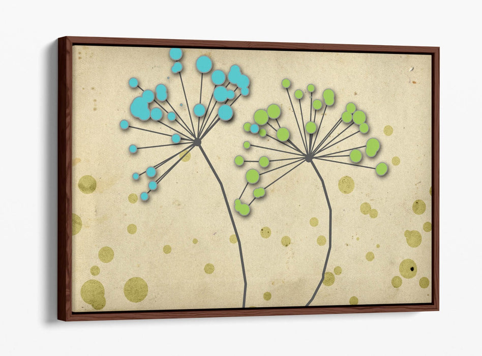 Dandelion Canvas Art – Blue Green Floral Bedroom Wall Art | Float Effect Canvas Print