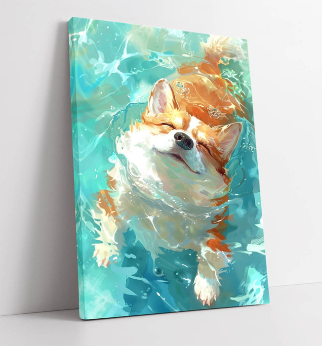 Corgi Canvas Art - Cute Smiling Dog Print on Archival Grade Canvas Wall Art