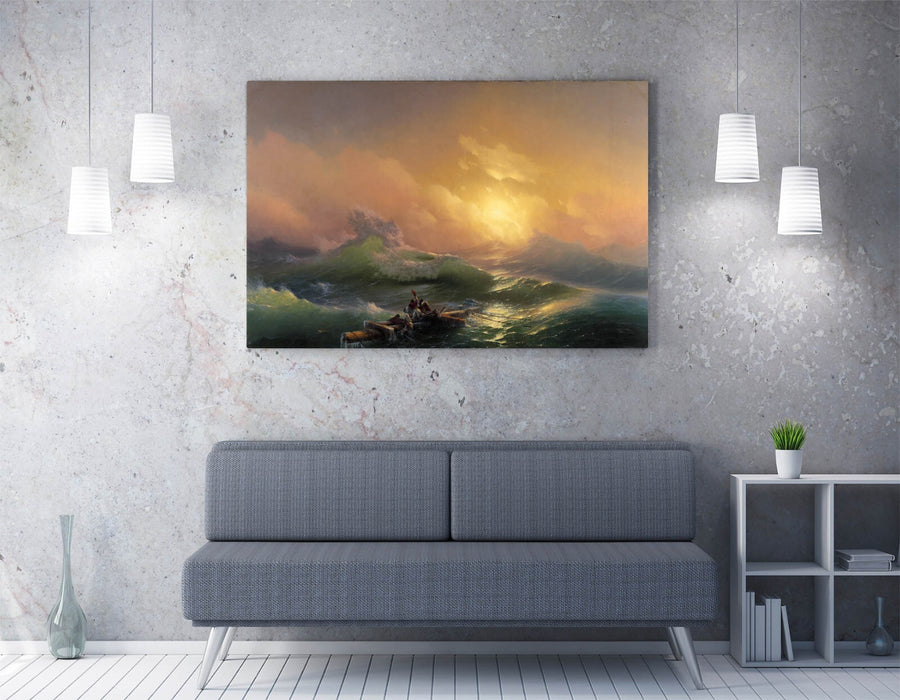 Canvas Wall Art - Ivan Aivazovsky Ninth Wave Painting on Premium MDF Frame