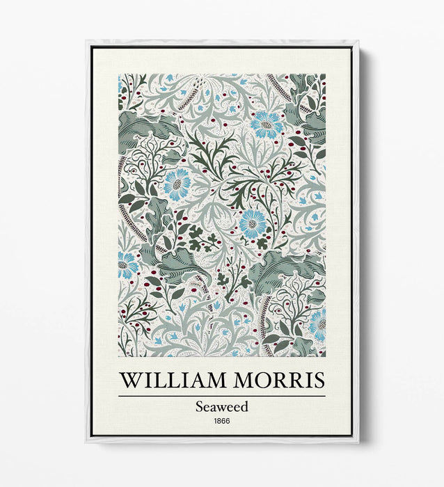 Float Effect Canvas Art - William Morris Floral Print | 30mm Deep Frame Wall Decor