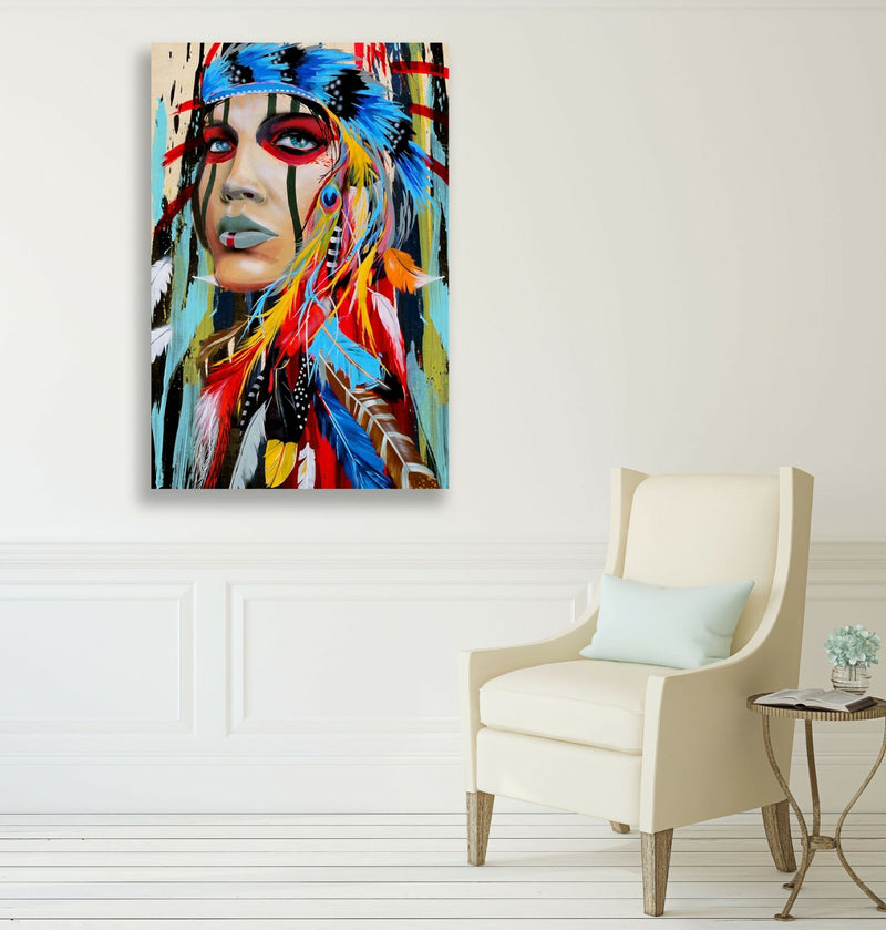 Native American Canvas Art – Abstract Woman Wall Art Print Ready To Hang