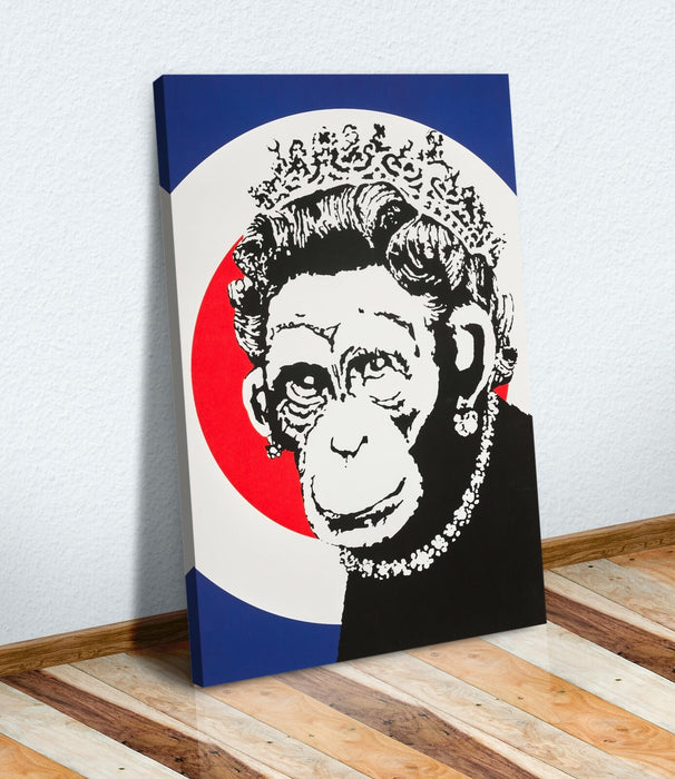 BANKSY MOD MONKEY QUEEN CANVAS ART PRINT ARTWORK STREET XL OPTIONS