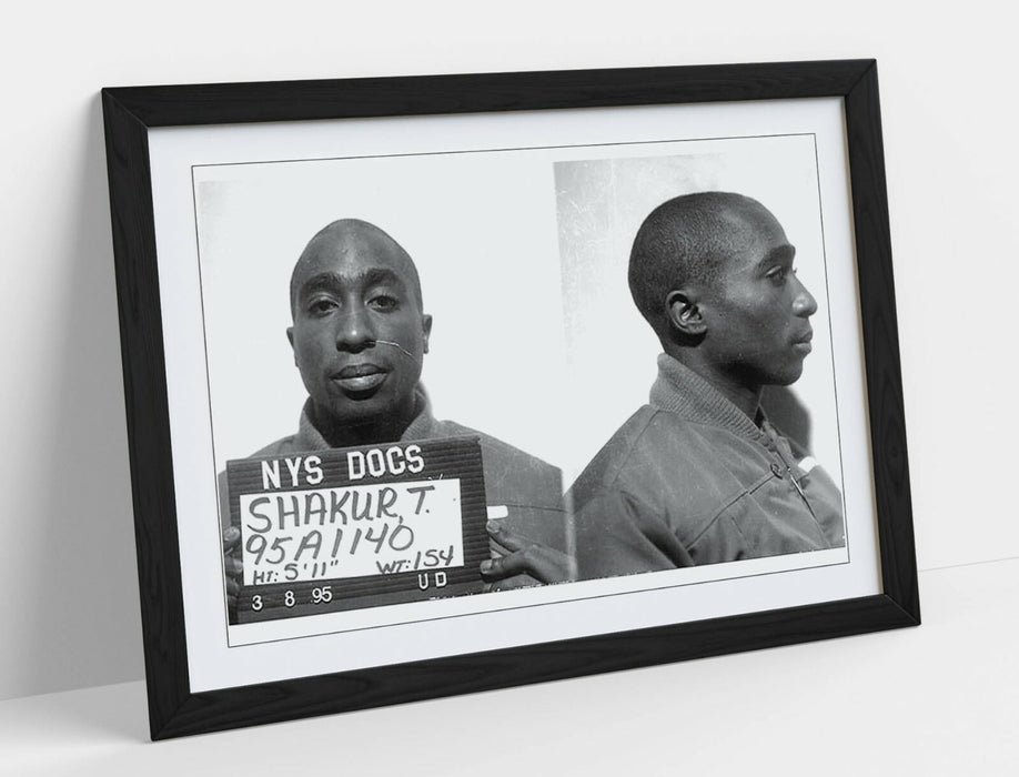 TUPAC MUGSHOT 1 -ART FRAMED POSTER PICTURE PRINT ARTWORK- BLACK & WHITE