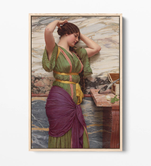 JOHN WILLIAM GODWARD, A FAIR REFLECTION -FLOAT EFFECT CANVAS WALL ART PRINT