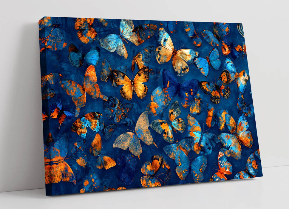 Butterflies Canvas Art - Orange Blue Butterflies on Archival Grade Canvas Print