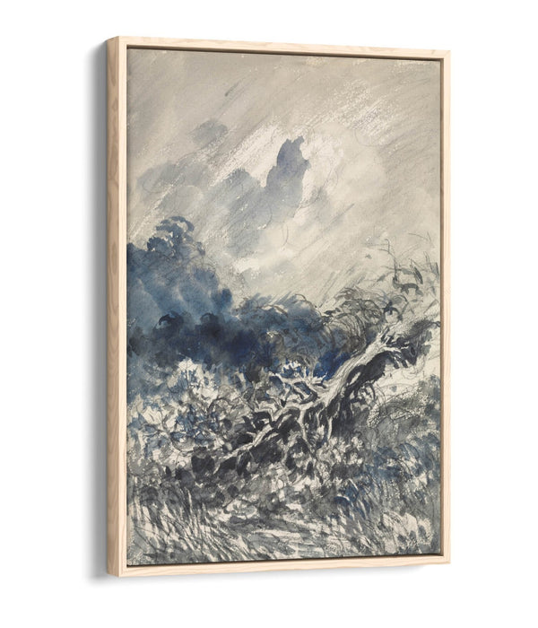CHARLES FRANCOIS DAUBIGNY, OAK TREE AND REED -FLOAT EFFECT CANVAS WALL ART PRINT