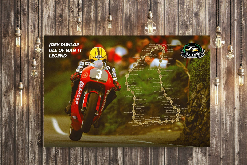 Isle of Man TT Canvas - Joey Dunlop Racing Bike Wall Art Print | Framed 30mm Deep