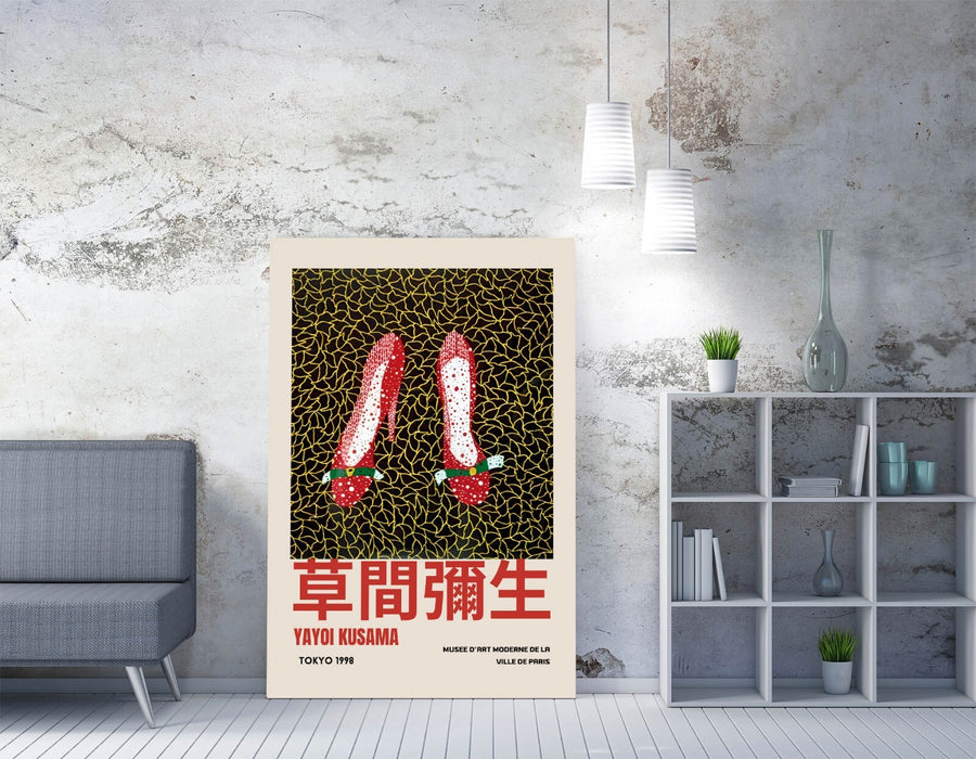 Canvas Wall Art – Yayoi Kusama Red Shoes Modern Print | Handmade Canvas UK