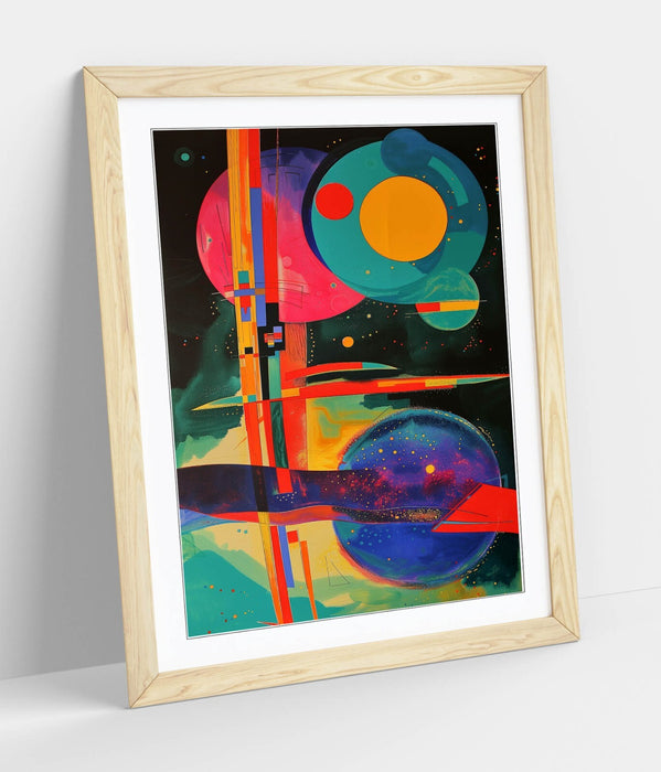 Abstract Sci Fi Wall Art - Multi Colour Planet Poster Print | Framed, Ready To Hang