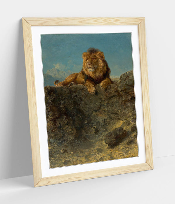 LUDWIG KNAUS, ENTHRONED LION -FRAMED WALL ART POSTER PRINT 4 SIZES